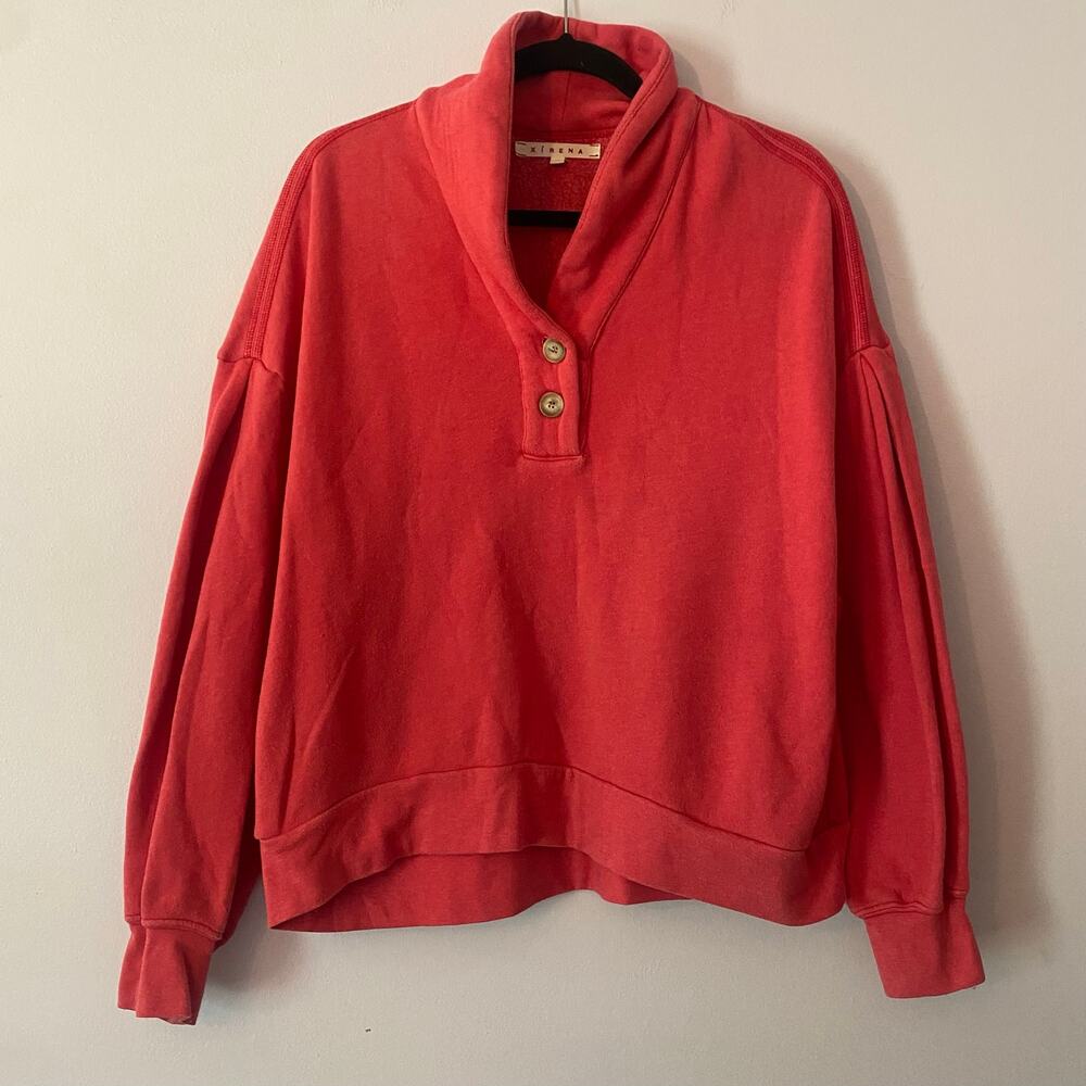 Xirena Pink Buttoned Pullover Kass Sweatshirt Loungewear Athleisure Women Medium
